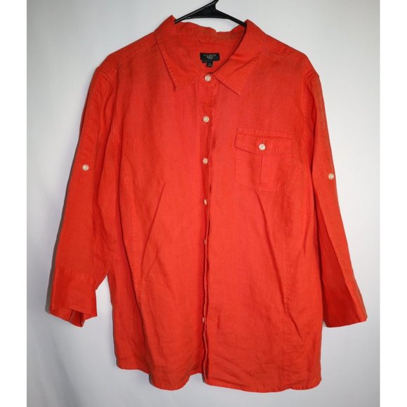 Talbots SZ 2X EUC Pure Irish Linen Rust Colored Blouse - Picture 1 of 4